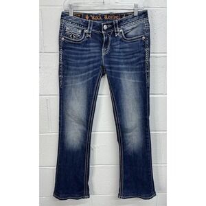 Rock Revival Rebecca‎ Boot Cut Flap Pocket Embellished Jeans / Women's 27